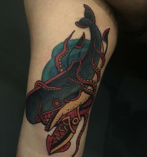 sperm whale vs giant squid tattoo