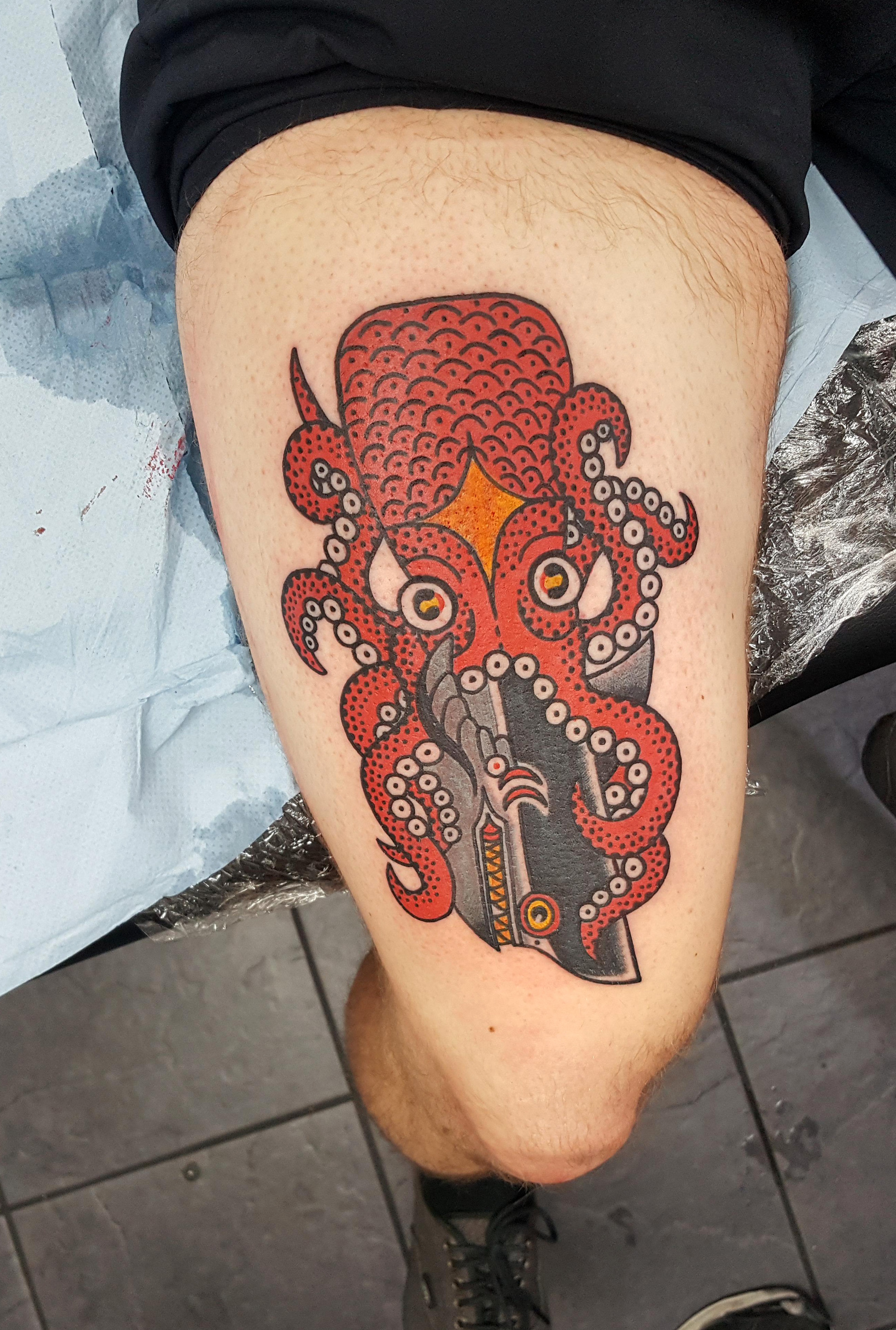 Octopus Shark Tattoo Work By Deno Seven Doors Tattoo In