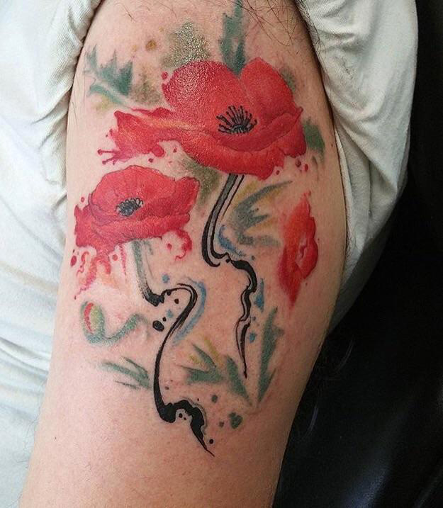 Red Poppies tattoo by Alain Rodgers at Euphoria Tattoos in Tallahassee ...