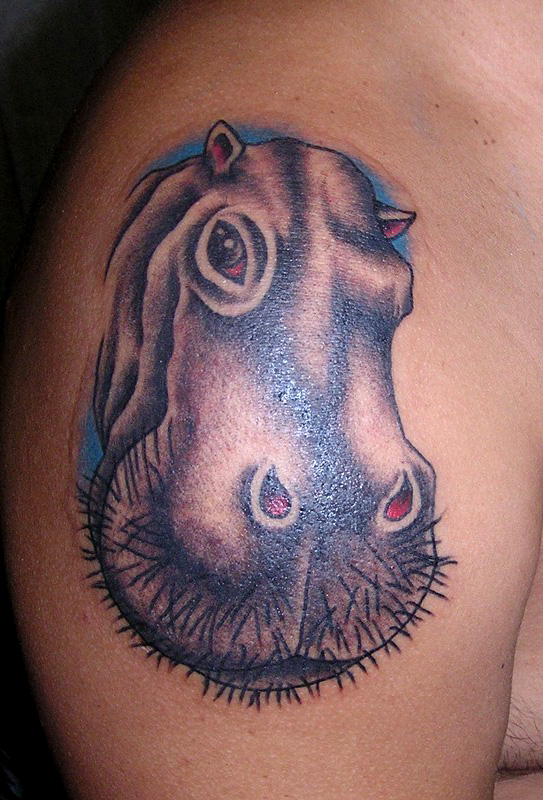 hippo tattoo Done @inkeduptattooparlourbali . . . #hippopotamus  #blackandgreytattoo #realistictattoo #balitattoo #artwork #skinart #mala...  | Instagram