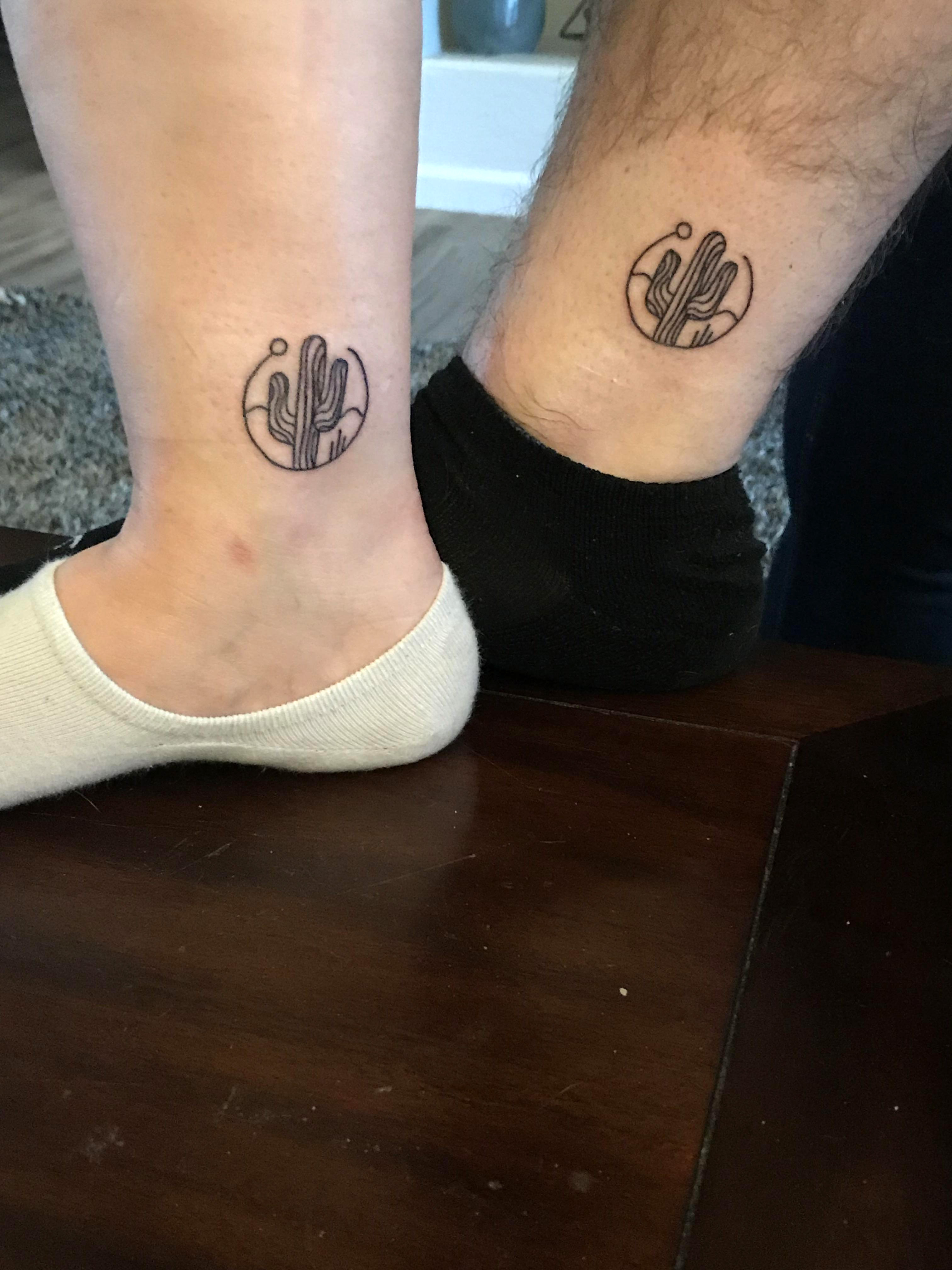 Cactus Tattoo Matching Brother Sister Arizona Tattoos Done By Xavier Price At Dark Horse Tattoo Com Imageix