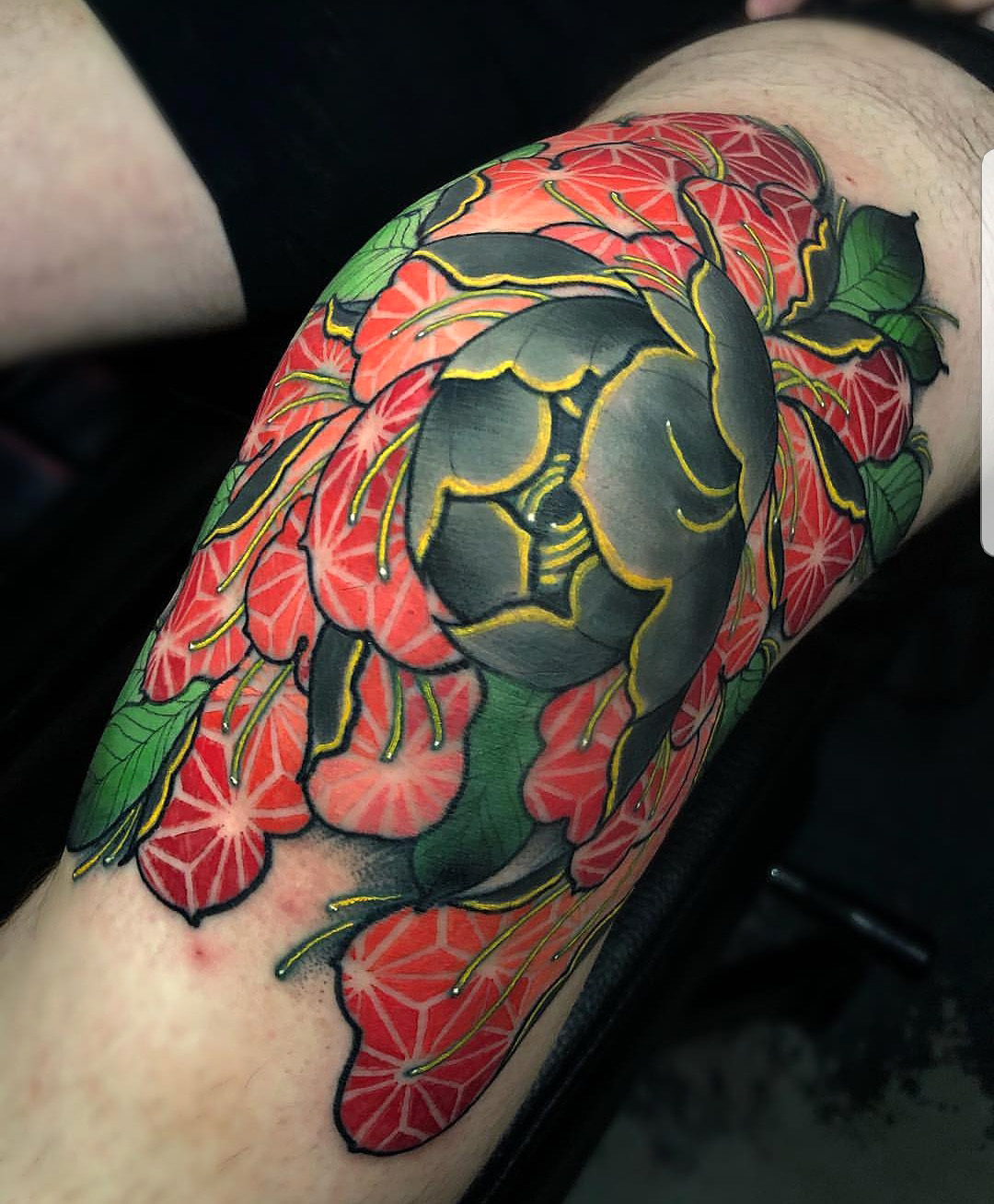 Peony knee with a couple healed tattoos too              torontotattoo tattooartist tattoo traditionaltattoo  Instagram