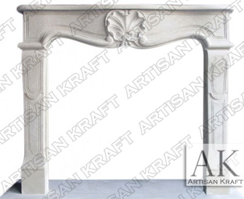 A seashell flower dons the center of the frieze on this sandstone French Heritage Mantel. A gorgeous fireplace by all standards that’s a modern twist on a beachside retreat. This surround can be hand-carved from marble. It’s simple carvings and style make this a popular choice for many designers. Below a white marble option brings elegance and class to your space with this beautiful arched header flanked with hand carved details. French Heritage also looks great carved from limestone. Limestone is great for these types of surround facings. Check the sale page if available.